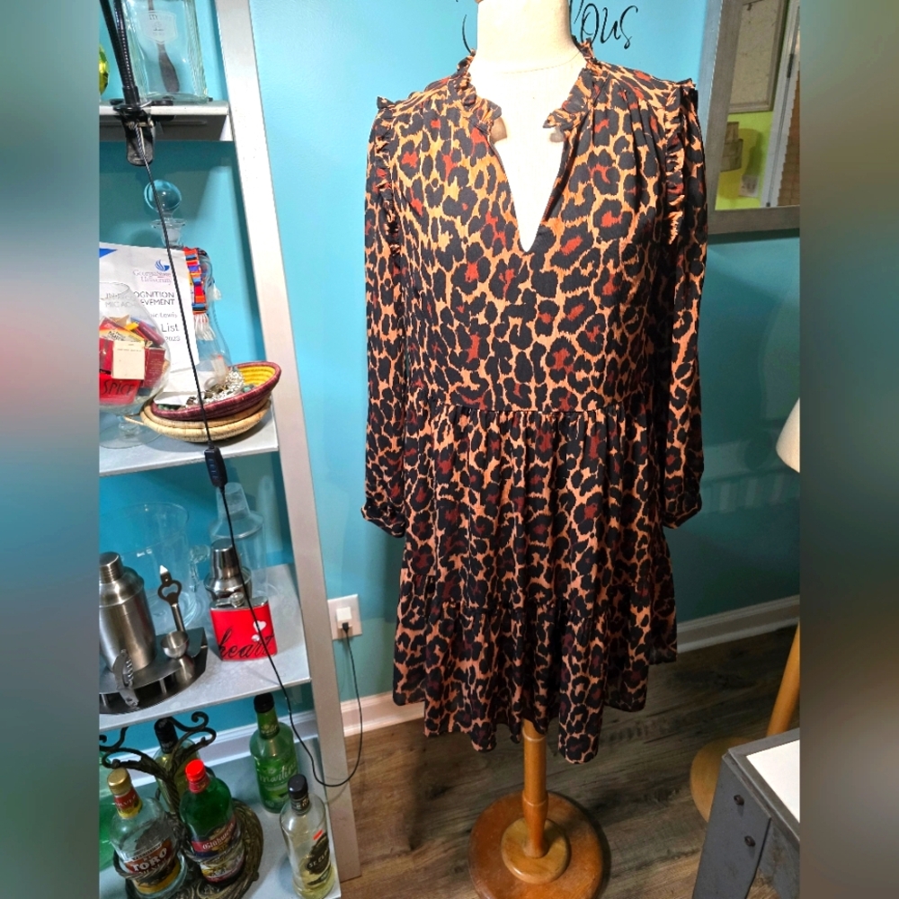 ⚡️J. Crew Chic Leopard Print Babydoll Dress